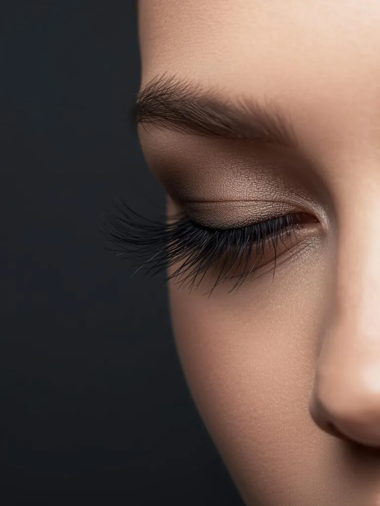 Wimpernverlängerung in Nahaufnahme – Hybrid-Technik